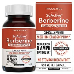 Soactive Berberine 550 Mg: 9.6X Higher Absorption, Clinically Proven Most Effective Berberine - Optimized Berberine Phytosome | Clinically Validated 