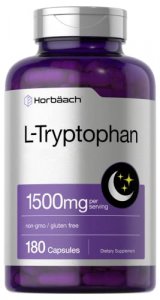L Tryptophan 1500Mg Capsules | 180 Count | Nighttime Formula | Non-Gmo, Gluten Free Supplement | By Horbaach