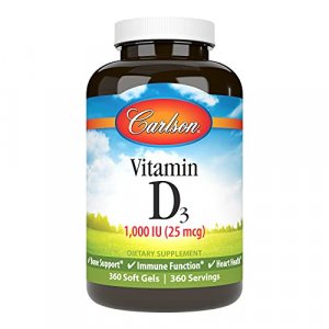 Carlson - Vitamin D3, 1000 Iu (25 Mcg), Immune Support, Bone Health, Muscle Health, Cholecalciferol, Vitamin D Supplements, Vitamin D3 Soft Gels, 360
