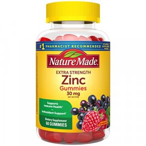 Nature Made Extra Strength Zinc Supplements 30 Mg, Dietary Supplement For Immune Health And Antioxidant Support, 60 Zinc Gummies, 30 Day Supply