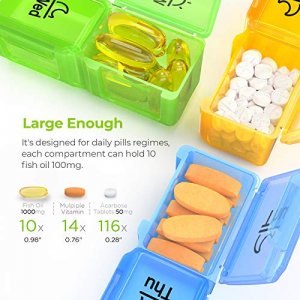 AUVON Weekly Pill Organizer Arthritis Friendly, 7 Day Pill Box Case with  Spring Open Design