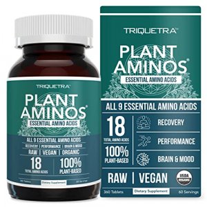 Plant Aminos Organic Essential Amino Acids (Eaas) & Bcaa - 100% Plant-Based Raw, Vegan - All 9 Essential Amino Acids With 18 Total Amino Acids (360 T