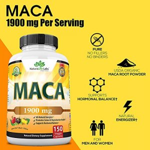 Organic Maca Root Black, Red, Yellow 1900 Mg Per Serving - 150 Vegan Capsules Peruvian Maca Root Gelatinized 100% Pure Non-Gmo Supports Reproductive 