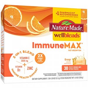 Nature Made Wellblends Immunemax Fizzy Drink Mix, Vitamin C 2000Mg With Zinc 20 Mg, Vitamin D3 1000 Iu (25 Mcg), Plus Seven B Vitamins And Electrolyt