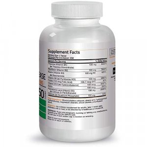 Bronson Vitamin B 100 Complex High Potency Sustained Release (Vitamin B1, B2, B3, B6, B9 - Folic Acid, B12), 250 Tablets