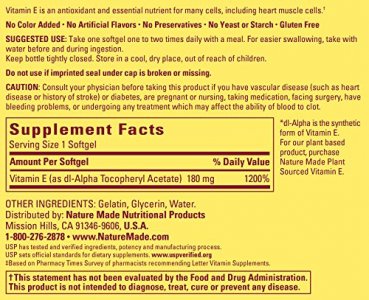 Nature Made Vitamin E 400 Iu (Dl-Alpha) Softgels Value Size 3 Pack