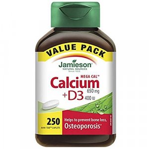 Jamieson Mega Cal Calcium 650 Mg With Vitamin D, 250 Tablets (Value Pack)