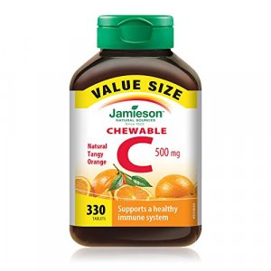 Jamieson Chewable Vitamin-C 500Mg Value Supplement Pack(330 Count), Tangy Orange, Imported From Canada}