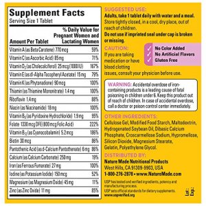 Nature Made Prenatal Multi, 250 Tablets, Folic Acid + 17 Prenatal Vitamins & Minerals To Support Baby Development And Mom, Vitamin D3, Calcium, Iron,