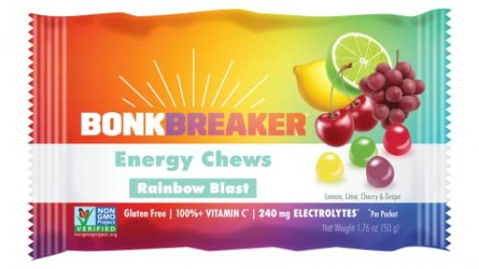 Bonk Breaker Energy Chews, Dairy-Free, Gluten-Free Ingredients To Provide Quick Energy And Focus, 1 Box Of 10 Packets, Rainbow Blast