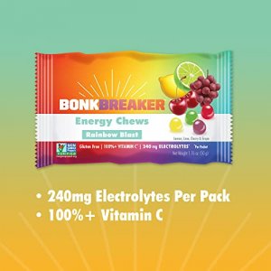 Bonk Breaker Energy Chews, Dairy-Free, Gluten-Free Ingredients To Provide Quick Energy And Focus, 1 Box Of 10 Packets, Rainbow Blast
