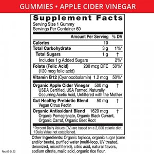 Apple Cider Vinegar Gourmet Gummy Vitamins 2 Pack 120 Ct Usda Organic Acv Vegan Gluten Free Non-Gmo With The Mother B9 B12 Beetroot Pomegranate Weigh
