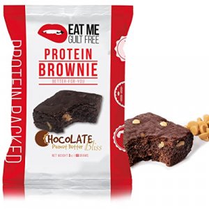 Eat Me Guilt Free Peanut Butter Bliss Protein-Packed Brownie - 14G Protein, Low Carb, Keto-Friendly, Low Sugar, Non Gmo, No Preservatives, Low Calori
