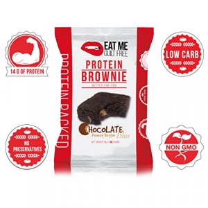Eat Me Guilt Free Peanut Butter Bliss Protein-Packed Brownie - 14G Protein, Low Carb, Keto-Friendly, Low Sugar, Non Gmo, No Preservatives, Low Calori