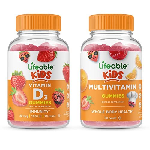 Lifeable Vitamin D Kids + Multivitamin Kids, Gummies Bundle Great