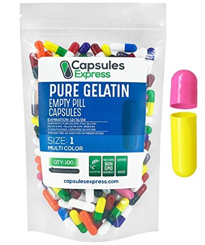 XPRS Nutra Size 00 Empty Capsules - 1,000 Count Colored Empty Gelatin  Capsules - Capsules Express Empty Pill Capsules - DIY Supplement Capsule -  Color