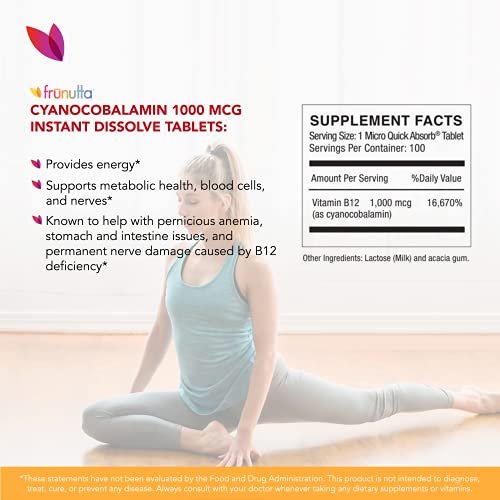 Frunutta Vitamin B12 Cyanocobalamin Under The Tongue Instant Dissolve