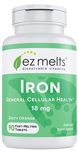 EZ Melts Dissolvable Multivitamin with Iron for Women & Men, Sugar-Free,  1-Month Supply