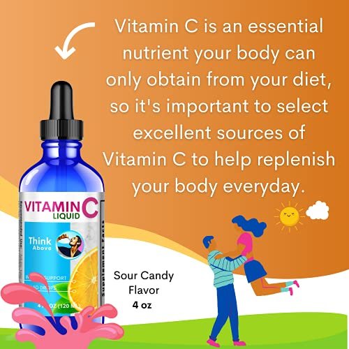 Think Above Liquid Vitamin C - High Dose - Vitamin C Drops - For Adults And  Kids - 500 Mg - Liquid Vit C - Non Gmo - Vitamin C Liquid Supplement (4 F -  Imported Products from USA - iBhejo