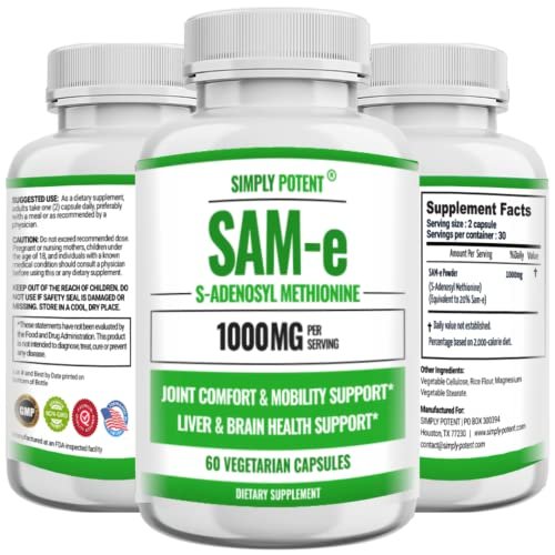 Simply Potent SamE Same Or Sam E 500Mg, Vegan Guten Free Joint Health
