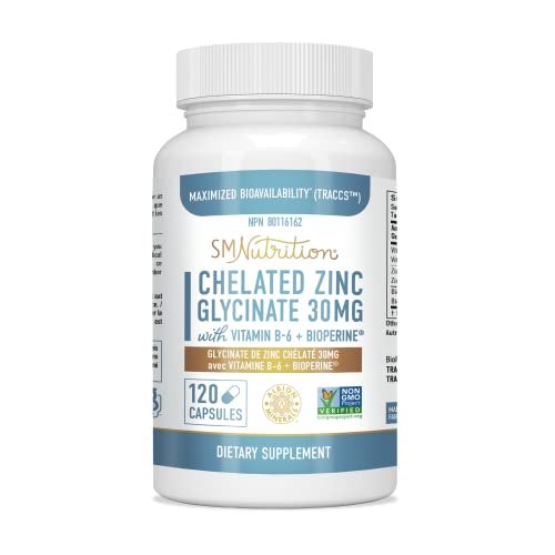Chelated Zinc Supplements Zinc Glycinate 30 Mg (120 Capsules) Highly