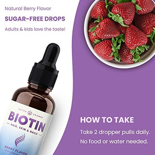Liquid Biotin 10000Mcg Drops | Liquid Biotin For Hair Growth, Nails & Skin  | Organic Berry Flavor Biotin Drops For Women & Men | High Concentration, -  Shop Imported Products from USA