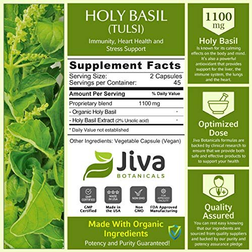 Jiva Botanicals Holy Basil Capsules Premium Tulsi Holy Basil