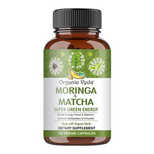 Organic Veda Moringa & Matcha Capsules Green Superfood Energy