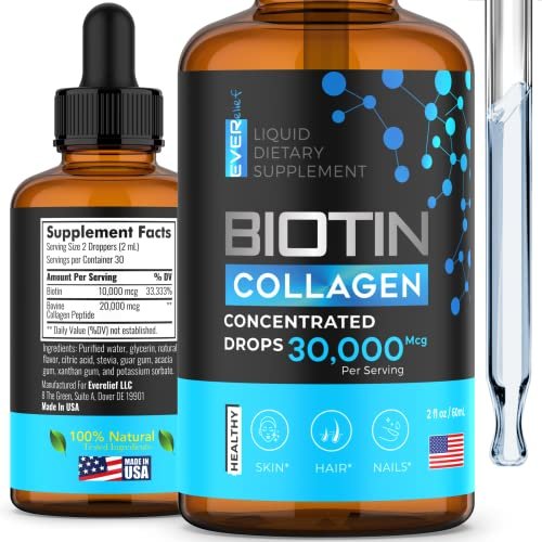 Biotin & Collagen Hair Growth Liquid Drops - Biotin Liquid Vitamins For Hair  Skin And Nails Plus Liquid Collagen For Women & Men - Maximum Absorption -  Shop Imported Products from USA