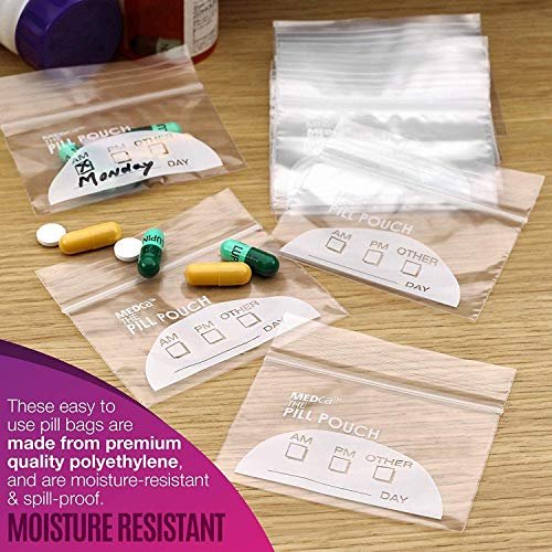Travel Pill Baggies, Resealable Zipper Pill Organizer Pouch Bags