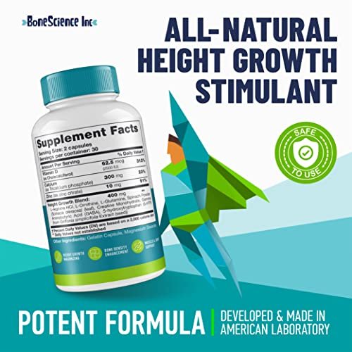 Height Growth Maximizer - Natural Height Pills to Grow Taller - Made in USA  - Growth Pills with Calcium for Bone Strength - Get Taller Supplement That  Increases Bone Growth - Free