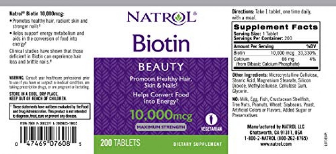 Natrol Beauty Biotin 10000mcg, Dietary Supplement India | Ubuy