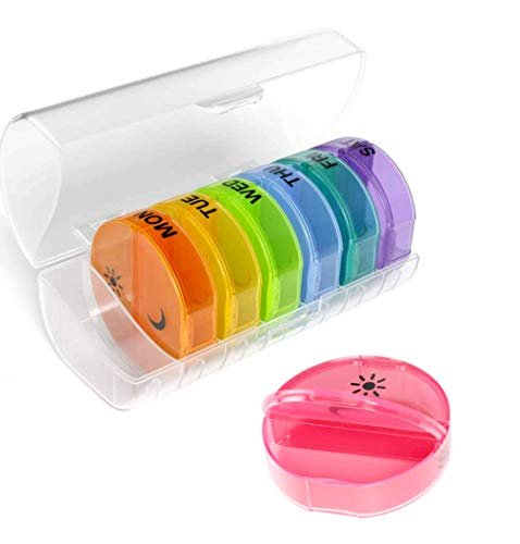 7 Day Pretty Pillbox | Wide Weekly Pill Organizer | for Vitamins,  Supplements & Pills | Champagne