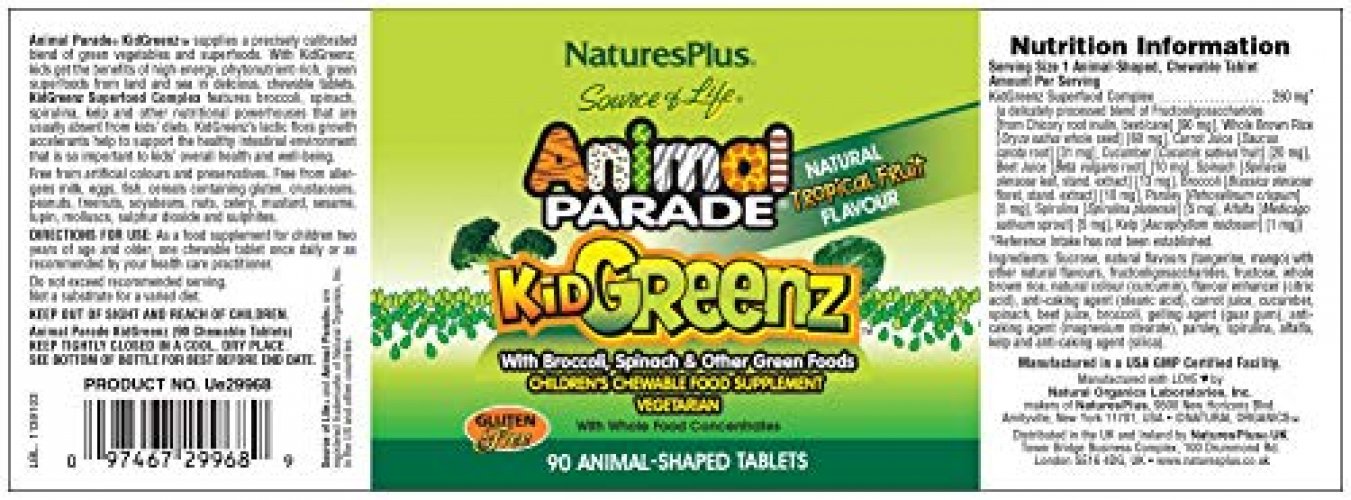 Animal Parade, Kid Greenz, Children's Chewable Green Food