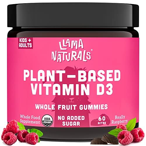 Llama Naturals Real Fruit Vitamin D3 Gummies Kids & Adults; No Added Sugar  Cane, Organic, Vegan, Healthy Bones, Immunity, Mood, for Women, Men