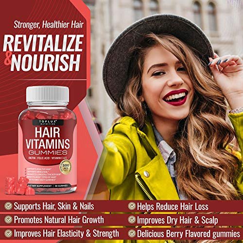 Hair Vitamins Gummies Supplement Faster Hair Growth Gummy 5000Mcg Biotin, Folic  Acid, Vitamin A & D, Support Stronger & Thicker Hair, Skin, Nails, No -  Shop Imported Products from USA to India