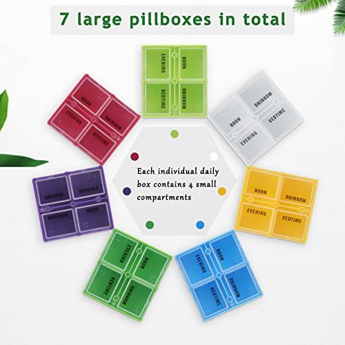 FYY Daily Pill Organizer, 7 Compartments Portable Travel Pill Case