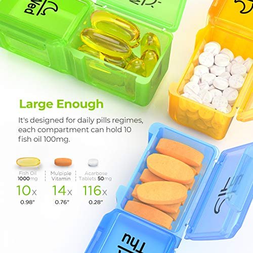 AUVON Weekly Pill Organizer 4 Times a Day with 7 Daily Large Pill Box Cases