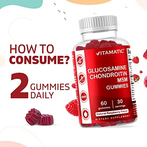 Vitamatic Glucosamine Chondroitin Gummies With Msm & Vitamin E Joint Support 60 Pectin Based