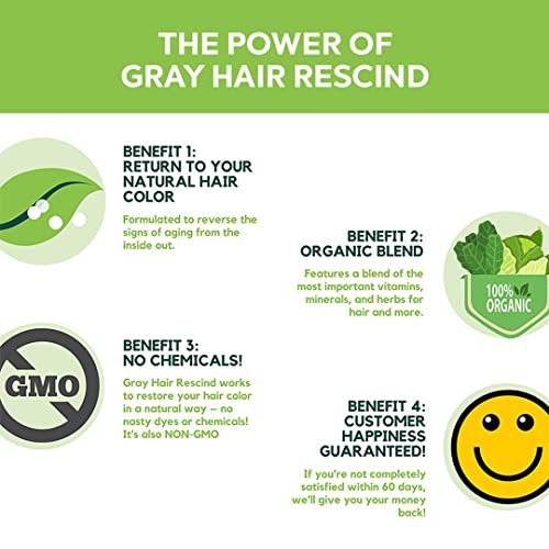 Gray Hair Rescind By Life Vitality Makes Gray Hair Go Away, 60 Caps,  Catalase, Saw Palmetto, Helps Stop, Prevent Gray Hair, Restores Natural Hair  Col - Shop Imported Products from USA to