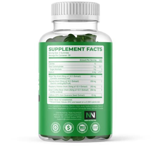 Nobi Nutrition Green Tea Fat Burner Gummies For Weight Loss  Metabolism  Boost & Appetite Suppressant With Green Coffee Bean Extract & Garcinia  Cambo - Imported Products from USA - iBhejo