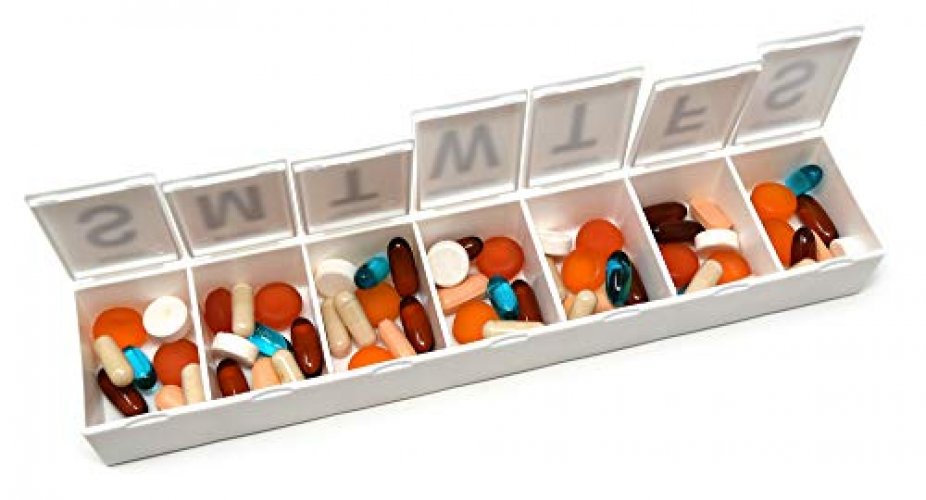 Mbarc 7 Day Weekly Pill Organizer Premium Stylish Aluminum and Wood Large  Capacity Pill Box Pill Case 