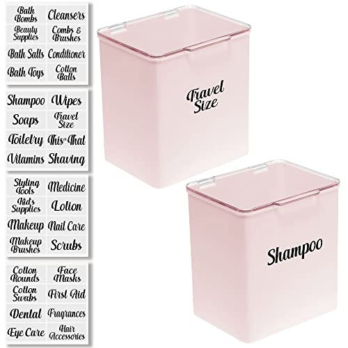 mDesign Stackable Plastic Bathroom Storage Box, Hinge Lid, Container for  Organizing Soap, Body Wash, Shampoo, Conditioner, Hand Towels, Hair