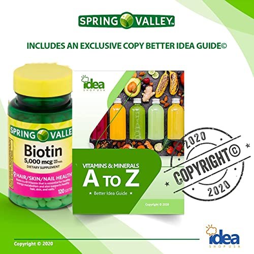 Spring Valley Biotin Dietary Supplement, 5000 Mcg, 120 Softgels Total +  Vitamins & Minerals - A To Z - Better Idea Guide (2 Pack 240 Count) - Shop  Imported Products from USA to India Online - iBhejo