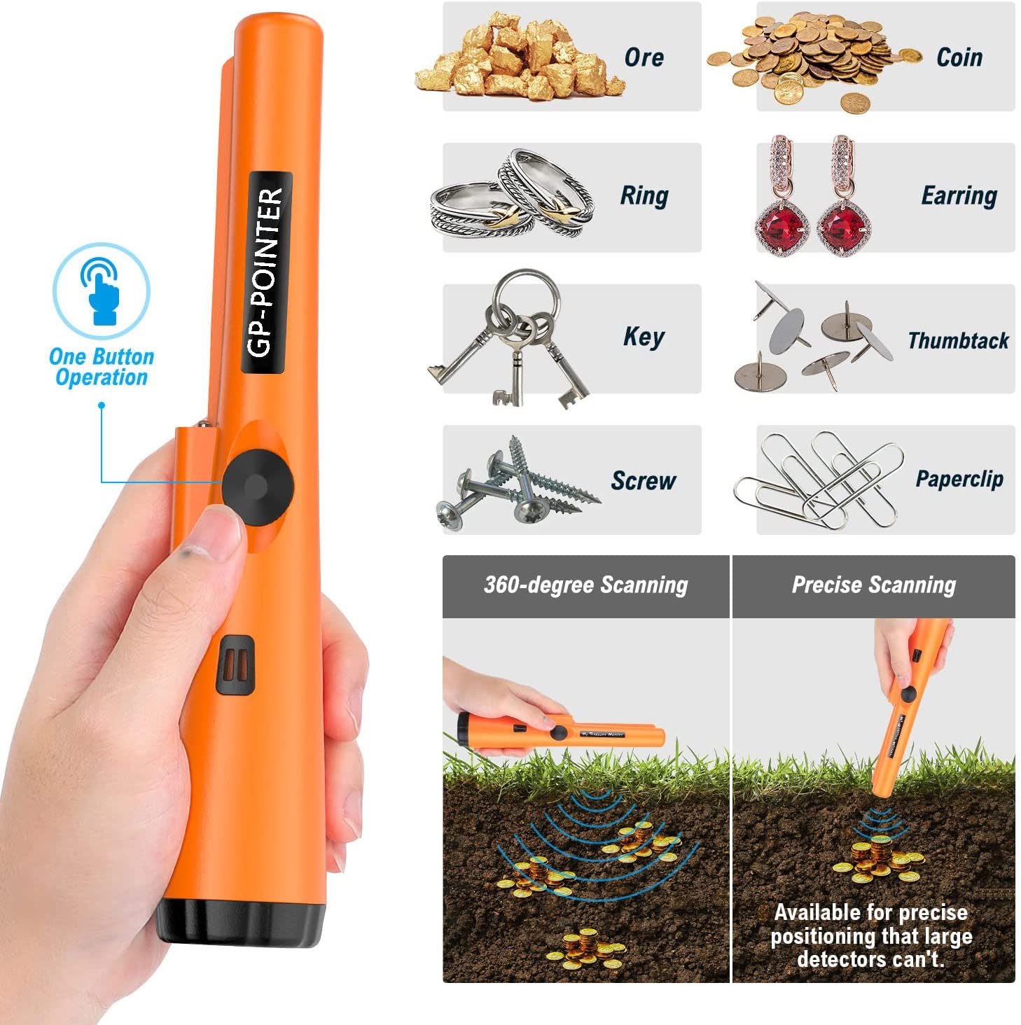 2Pack Fully Waterproof Handheld Pin Pointer Wand Metal Detector