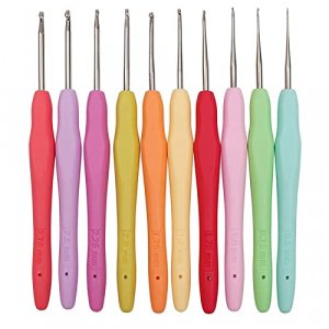 10Pcs Knitting Needles Crochet Hook - Multicolor Ergonomic Crochet Hooks Set - Rubber Handled Aluminum Crochet Hooks - Small Crochet Hooks Knitting K