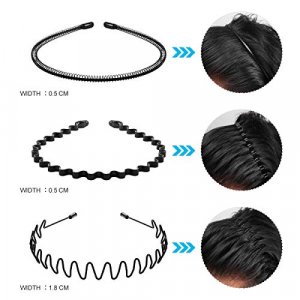  bodbop Metal Hair Band for Men Headband Women Bands Unisex  Black Wavy Spring Outdoor Sports Headbands Men's Hoop Clips Accessories  Simple Elastic Non Slip Head Headwear : Beauty & Personal