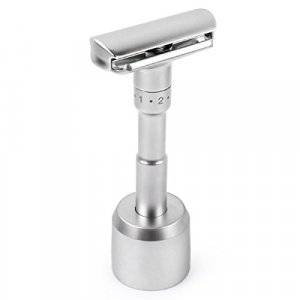 QSHAVE Razor Solo Stand/Base Brushed Aluminum Alloy Adjustable Safety Razor Stand (Razor not Included)