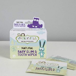 Jack N' Jill Baby Gum & Tooth Wipes - Neutral Flavor - All-Natural & Safe, 100% Soft Cotton, Steam Sterilized, Gently Textured - Fluoride Free, Sugar