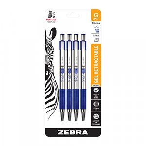 Zebra Steel G-301 Gel Retractable Pen, Medium 0.7 mm Black